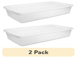 (2 pack) 41 Quart Medium Storage Bin, Clear Plastic Underbed Storage Container with Snap-On Lid, 98783033