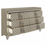 ZUN Glamorous Champagne Finish 1pc Dresser of 6 Drawers Acrylic Feet Luxury Bedroom Furniture Beveled B011P172673