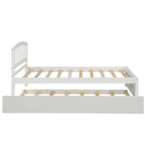 Twin size Platform Bed Wood Bed Frame with Trundle, White WF194302AAK