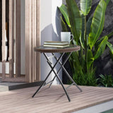Outdoor Side, Round Rattan Patio Side, Small Foldable Wicker with Tempered Glass 35386669