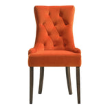 Orange and Weathered Oak Tufted Back Side Chairs B062P182744