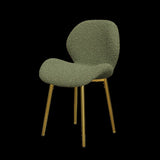 Modern minimalist green teddy velvet Dining Chairs Set of 2 with sturdy gold metal legs and W1727P251143