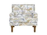 Accent Chair, Floral Armchair, Nailhead Trim, Gold and Grey Decor, Solid Wood Legs, Farmhouse W5568P445701