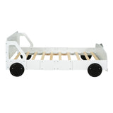 Full Size Car-Shaped Platform Bed with Wheels,White WF311753AAK