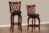Comfortable Swivel Pub Height Chair 1pc Design Back Dark Cherry Finish Faux Leather Upholstery Solid B011P238917