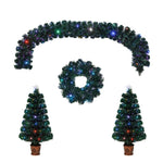 ZUN Pre-lit Optical Fiber Christmas Artificial Tree 4-Piece Set, Christmas Garland, Wreath and set of 2 N710P181626Z