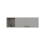 ZUN Wall Shelf 14.9" H, with 1 Door and 3 Shelves, Smokey Gray B097P250878