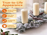 Christmas Flocked Centerpiece Candle Holder with 3 Candle Holders, Artificial Pine Needles & 6 Pine 36756860