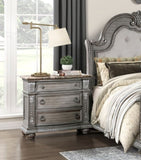 Traditional Style 1pc Luxurious Nightstand of 3 Drawers Marble Top Gray Finish Silver Tipping Wooden B011P186803