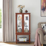 Curio Cabinet Lighted Curio Diapaly Cabinet with Open Storage Space,Solid Wood Legs and adjustable W1693P216941