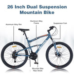 ZUN 26 inch Mountain Bike 21-Speed Dual Suspension Aluminum Alloy Frame For Men and Women's Bike W1019P179700