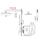 ZUN 12" Rain Shower Head Systems Wall Mounted Shower TH6003-12MB