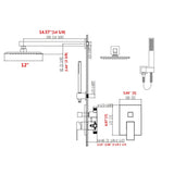 ZUN 12" Rain Shower Head Systems Wall Mounted Shower TH6003-12MB