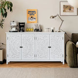 60"White Accent with 4 Doors, Rustic Wood Sideboard Pantry - Versatile Buffet W2295P306910
