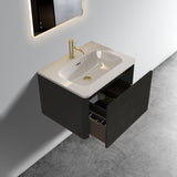 U056-Etna24W-308 Etna 24" Striped Brushed Black Oak Floating Bathroom Vanity with White Ceramic W1865P218038