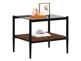 Set of 2 Rectangle End Table, Tempered Glass Tabletop with MDF layer, Modern Table for Living Room , W241P184249