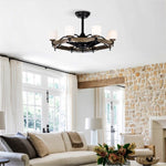 ZUN Dia 33 inch Chandelier Ceiling Fan for Bedroom Dining Room Living Room Kitchen Farmhouse Entry,Matte W1592P153047