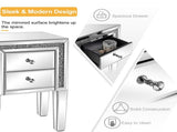 () 2-Drawer MDF Bedside Table with Mirror Finish 16.2*13*24.8in Silver 57490002