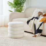 Round Storage Ottoman, Modern Sherpa Footstool, Teddy Vanity Stool with Flip-Top 81702540