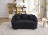 LY-049S Curved Modern Boneless Sofa Loveseat, Backrest Upgrade, 2-Seater Black Chenille Compression W2231P402442