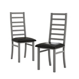 ZUN Metal Dining Chairs Set of 2, Steel Legs and PU Leather Seats, High Back Armless Dining Chairs, for W757P232712