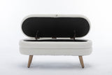 036-Velvet Fabric Storage Bench Bedroom Bench With Wood Legs For Living Room Bedroom Indoor,Ivory W527121987
