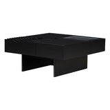 U-Can 33''Mid Century Modern Coffee Table,Unique Square Wooden Coffee Table with 3 Drawers, Tempered N724P270432B