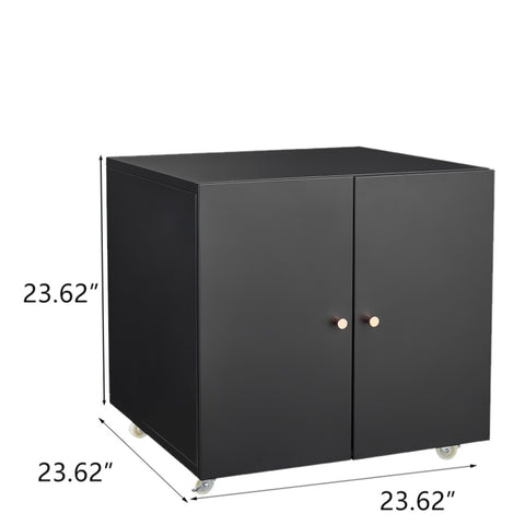 ZUN Office furniture Copier Cabinet black 2 door steel copier stand mobile pedestal file Printer Stand 39701117