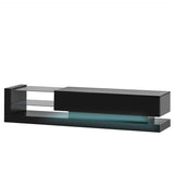 ZUN TV Stand with Two Media Storage Cabinets Modern High Gloss Entertainment Center for 75 Inch TV, 33149834