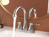 4 Inch 2 Handle Centerset Bathroom Faucet,with Pop up Drain and 2 Water Supply Lines,Brushed Nickel W124379894