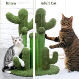 ZUN Cat Scratching Post Cactus Cat Scratcher Featuring with 3 Scratching Poles and Interactive Dangling 48705185