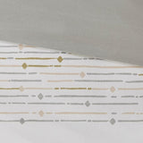 Cotton Printed Comforter Set with Trims Off White/Gray Full/Queen B03596409