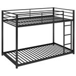 ZUN Twin over Twin Metal Bunk Bed, Low Bunk Bed with Ladder, Black 39848515
