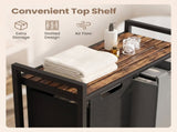 2-Compartment Laundry Hamper with Removable Bags & Storage Shelf, Rustic Brown/Charcoal Grey 47351774