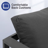 2pcs Single Sofa Grey Frame Dark Grey Cushion Aluminum Frame Sofa 36031504
