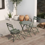 ZUN 3 Piece Patio Bistro Set of Foldable Round Table and Chairs, Dark Green W1586P143161