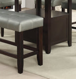 Counter Height 1pc Bench Dining Room Silver Faux Leather Cushion Tufted Wooden Base Comfort B011130021
