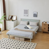 Queen Size Solid Wood Platform Bed Frame with Headboard Gray Wash 68164226