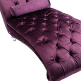 COOMORE Velvet Chaise Lounge Indoor,Button-Tufted Upholstered Chaise Lounge Chair with Pillow for W39538679