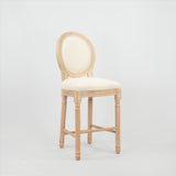 Hengming French Country Wooden Barstools With Upholstered Seating , Beige and Natural,set of 2 W212P185979