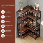 ZUN Corner Wine Rack Bar Cabinet Industrial Freestanding Floor Bar Cabinets for Liquor and Glasses WF325112AAB