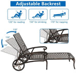 ZUN 193*64.5*93cm Backrest Adjustable Courtyard Cast Aluminum Lying Bed Bronze 10135486