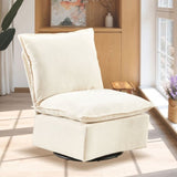 Detachable Off White Chenille Single 360 Swivel Rocking Rocker,360 Swivel Sofa Chair & Single Sofa W1164P190847