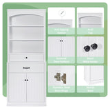 White Bathroom Storage Cabinet with Two Doors, Drawers, Adjustable Shelf & Three Open Shelves N725P252486K