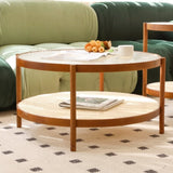 Modern Farmhouse Living Room Coffee Table Set, Stylish and Elegant Nesting Round Wooden Table,Side W2105P210284
