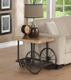 Oak and Antique Grey End Table with Shelf B062P209082