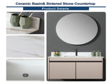 43 Inch Marble Vanity Top, Bathroom Vanity Top with Undermount Rectangular Middle Sink and 4" Height 88013051