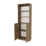 Beyerville Bookcase with Open Storage and 2 Doors, Natural Oak and White B128P314795