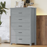 ZUN Retro American Country Style Wooden Dresser with 5 Drawer, Storage Cabinet for Bedroom, Light Gray WF324089AAE