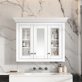 35" Bathroom Medicine Cabinet with Mirror, 5 Closed & Adjustable Shelves, Bathroom Wall Mounted N710P264306K